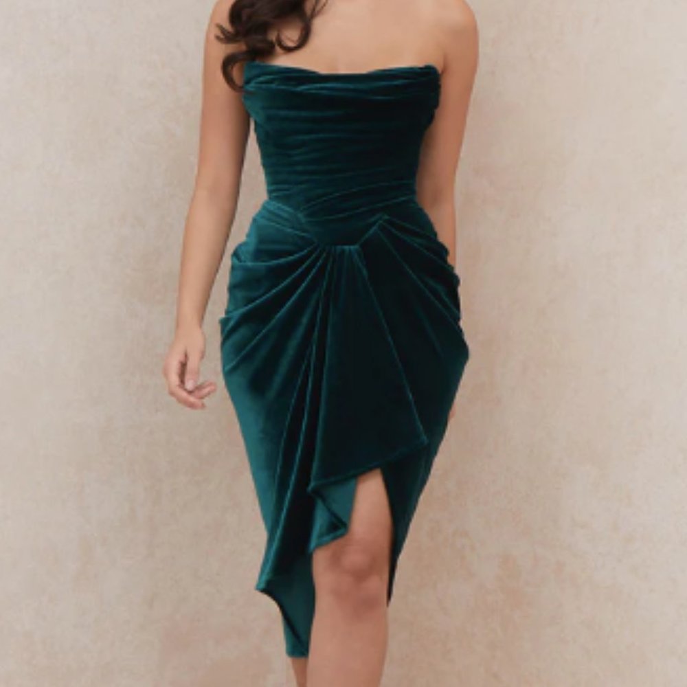 House of CB Lysette Strapless Corset Dress in Emerald Green sz XS